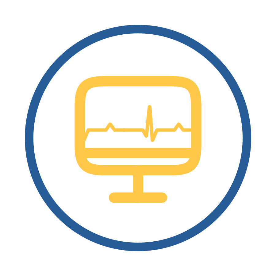 Icon of quick symptom recording, a benefit of the RX-1 mini cardiac monitor